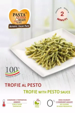 Trofie with Pesto Sauce. Ready in just 2 minutes. www.pastareadytoeat.com