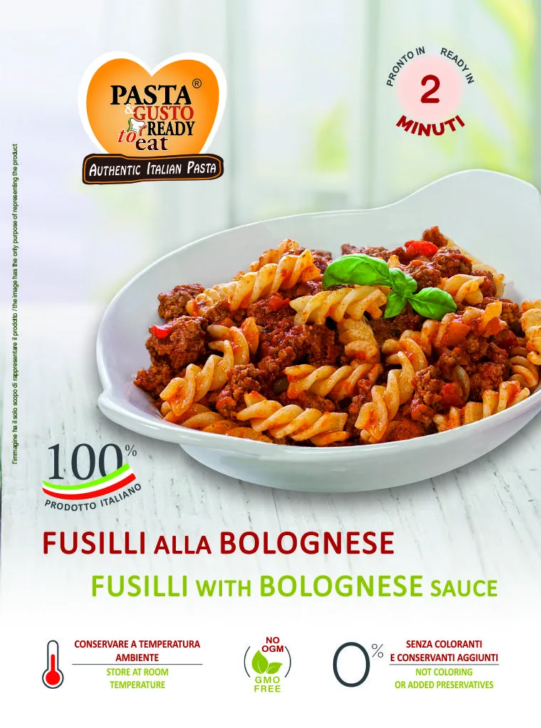 Fusilli with Bolognese sauce. Ready in just 2 minutes. www.pastareadytoeat.com Fusilli with Bolognese sauce. Ready in just 2 minutes. www.pastareadytoeat.com