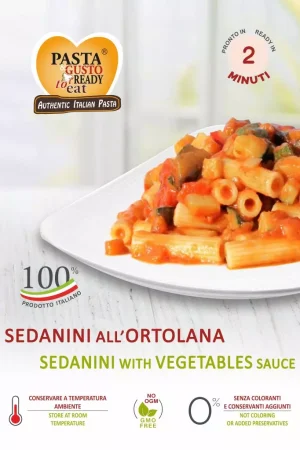 Sedanini with vegetables sauce. Ready in just 2 minutes. www.pastareadytoeat.com