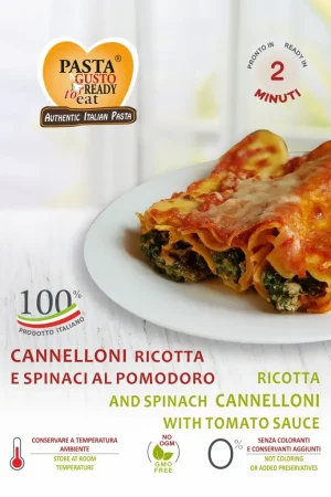 Ricotta and Spinachs Cannelloni with Tomato Sauce. Ready in just 2 minutes. www.pastareadytoeat.com