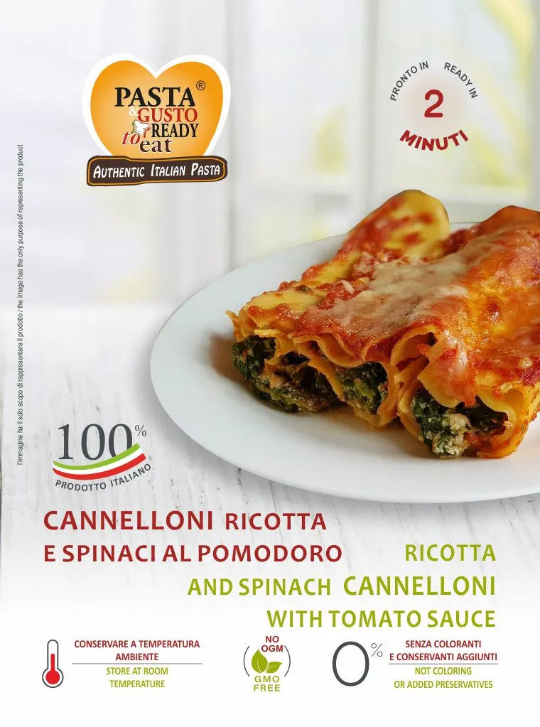 Ricotta and Spinachs Cannelloni with Tomato Sauce. Ready in just 2 minutes. www.pastareadytoeat.com Ricotta and Spinachs Cannelloni with Tomato Sauce. Ready in just 2 minutes. www.pastareadytoeat.com